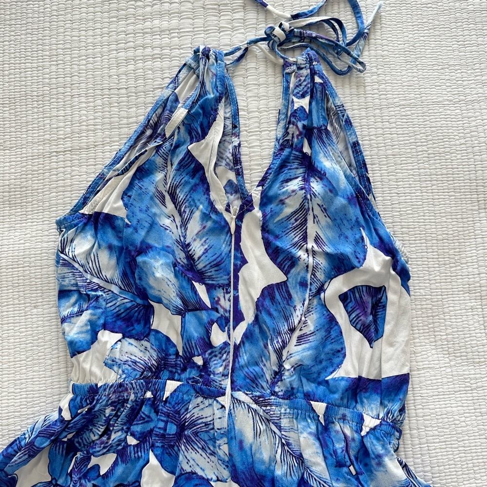 LF Blue and White Floral Jumpsuit - Picture 6 of 6